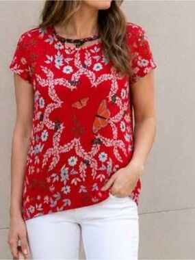 Ted Baker London Pepa Kyoto Gardens Floral Butterfly Print Tshirt (SKU724)